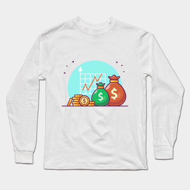 Stack of gold coins cartoon Long Sleeve T-Shirt by Catalyst Labs